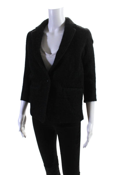 Isabel Marant For H+M Womens Herringbone Button Up Blazer Jacket Black Size 4