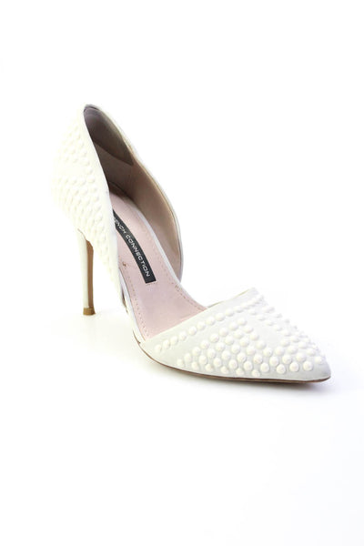 French Connection Womens Stiletto Studded Dorsay Pumps White Leather Size 39