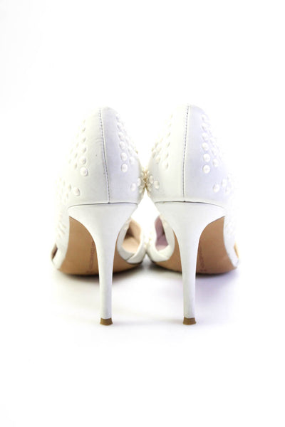 French Connection Womens Stiletto Studded Dorsay Pumps White Leather Size 39