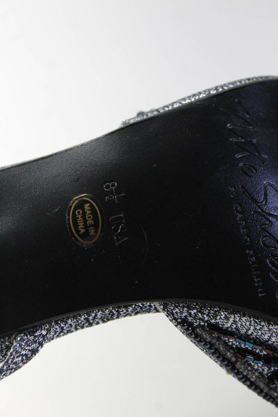 Nite Shoes By Carlo Fellini Womens Metallic Beaded Slingback Pumps Silver 8.5