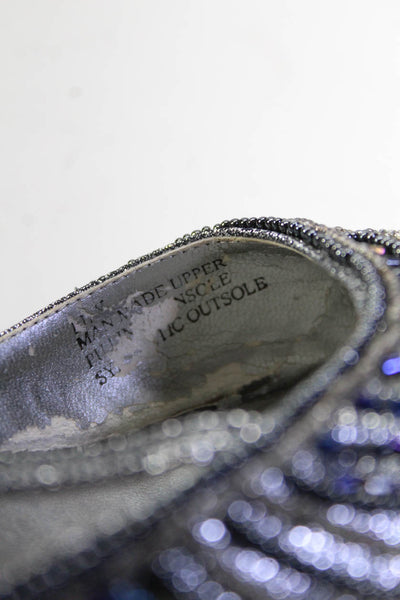Nite Shoes By Carlo Fellini Womens Metallic Beaded Slingback Pumps Silver 8.5