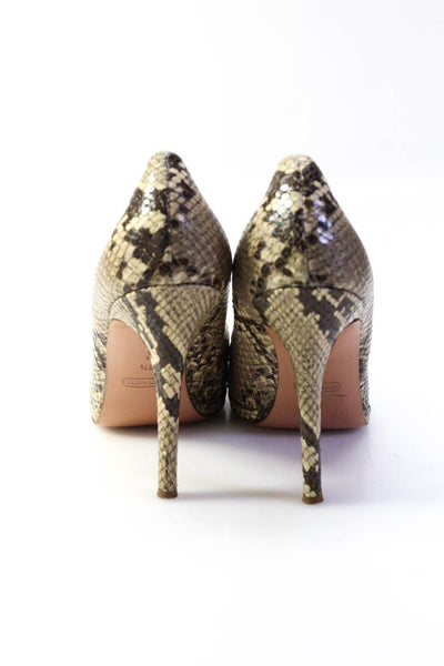Coach Womens Stiletto Snakeskin Printed Pumps Brown Leather Size 8.5