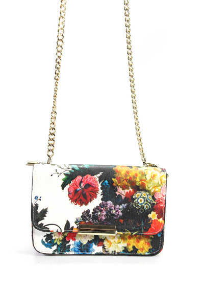 Sondra Roberts Womens Floral Print Shoulder Handbag White Multi Colored
