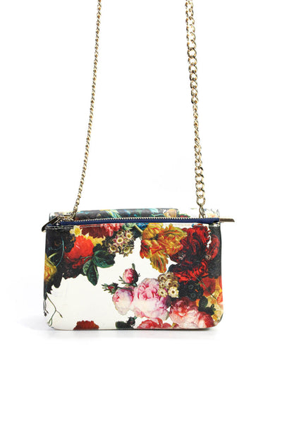 Sondra Roberts Womens Floral Print Shoulder Handbag White Multi Colored