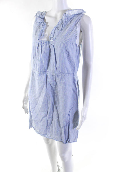 J Crew Womens Cotton Striped Scoop Neck Sleeveless A-Line Dress Blue Size 12