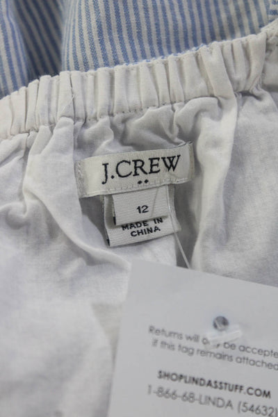 J Crew Womens Cotton Striped Scoop Neck Sleeveless A-Line Dress Blue Size 12