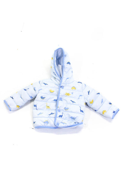 Joules Boys Dinosaur Printed Quilted Snap Front Puffer Coat Jacket Blue Size 6-9