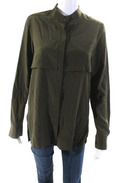 Vince women's Round Neck Long Sleeves Button Down Blouse Green Size S