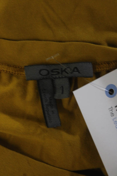 Oska Women's Round Neck Long Sleeves Blouse Olive Green Size 1