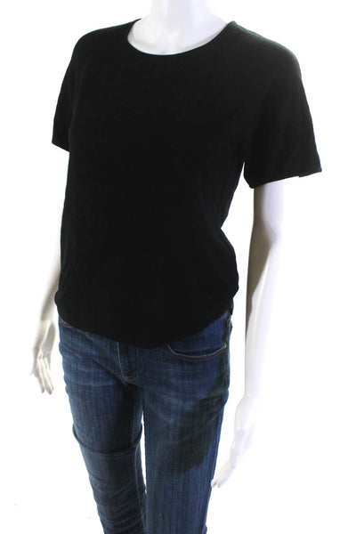 Eileen Fisher Women's Round Neck Short Sleeves Blouse Black Size S