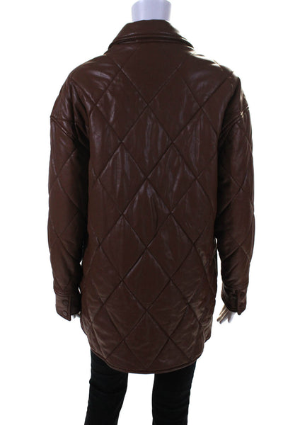 Slate & Willow Womens Quilted Faux Leather Shacket Size 10 14984069