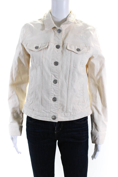 J Crew Womens Button Down Jean Jacket Off White Cotton Size Medium