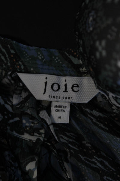 Joie Womens Silk Abstract Print Long Sleeves Blouse Green Size Medium