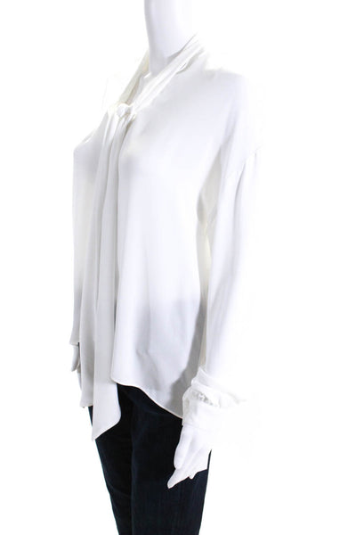 Bailey 44 Womens Key Hole Tie Neck Long Sleeves Blouse White Size Small