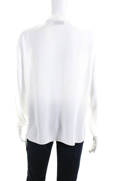 Bailey 44 Womens Key Hole Tie Neck Long Sleeves Blouse White Size Small