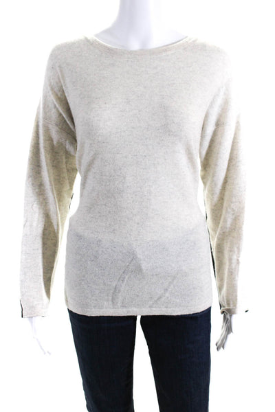 Vince Womens Cashmere Crew Neck Pullover Sweater White Grey Size Small
