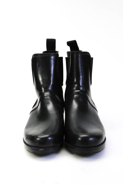 Cole Haan Womens Rubber Almond Toe Pull On Chelsea Ankle Rain Boots Black Size 9
