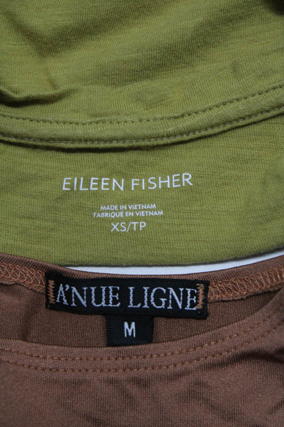 Eileen Fisher A'nue Ligne Womens Green V-Neck Basic Tee Top Size XS M Lot 2