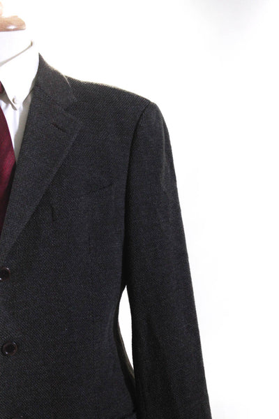 Armani Collezioni Mens Three Button Blazer Jacket Gray Wool Size 42 Long