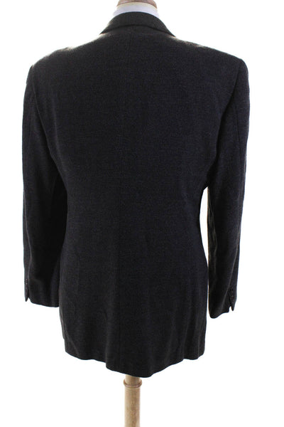 Armani Collezioni Mens Three Button Blazer Jacket Gray Wool Size 42 Long