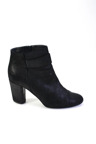 Chanel Womens Medallion Side Zipped Block Heels Ankle Boots Black Size EUR41
