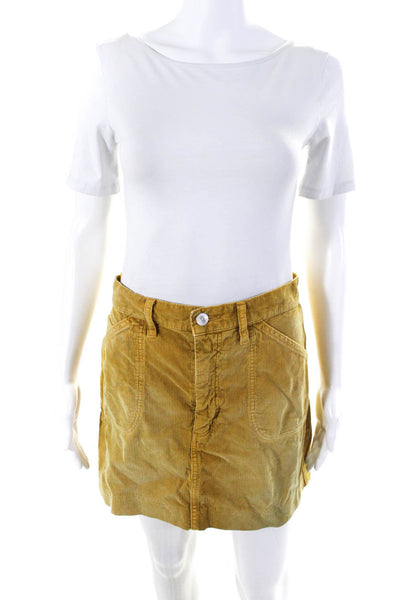 RE/DONE Womens Yellow 70s Pocket Mini Skirt Size 12 15178355