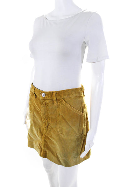 RE/DONE Womens Yellow 70s Pocket Mini Skirt Size 6 15178233