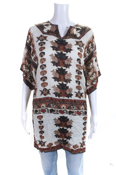 Isabel Marant Womens Abstract Short Sleeve Pullover Tunic Top White Size 1