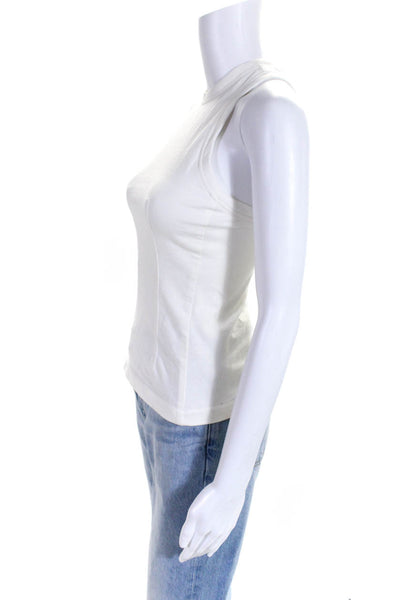 T Alexander Wang Womens Cotton Round Neck Zipped Darted Tank Top White Size XS