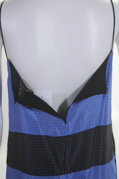 Rag & Bone Womens Silk Polka Dot Colorblock Slip-On Mini Dress Blue Size 0