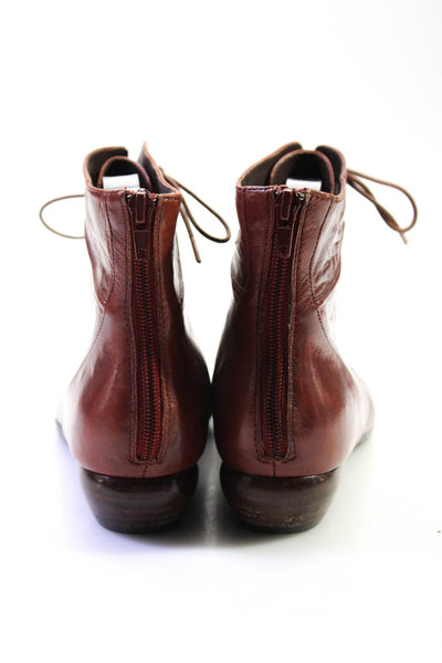 Everybody Womens Leather Almond Toe Lace Up Ankle Boots Burgundy Size 10US 40EU