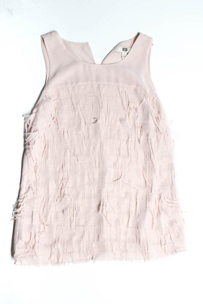 Etcetera Womens Light Pink Fringe Detail Sleeveless Blouse Top Size 4 S lot 2