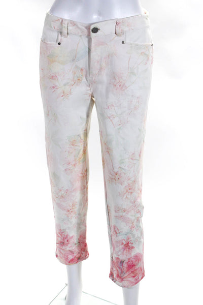 Etcetera Womens Pink Floral Print High Rise Straight Leg Jeans Size 2