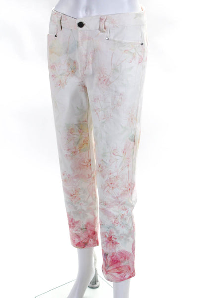 Etcetera Womens Pink Floral Print High Rise Straight Leg Jeans Size 2