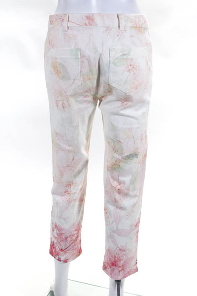 Etcetera Womens Pink Floral Print High Rise Straight Leg Jeans Size 2