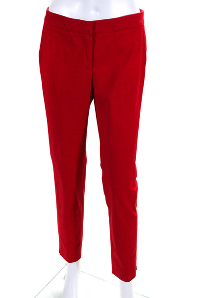 Etcetera Womens Bright Red Mid-Rise Pleated Straight Leg Trouser Pants Size 4