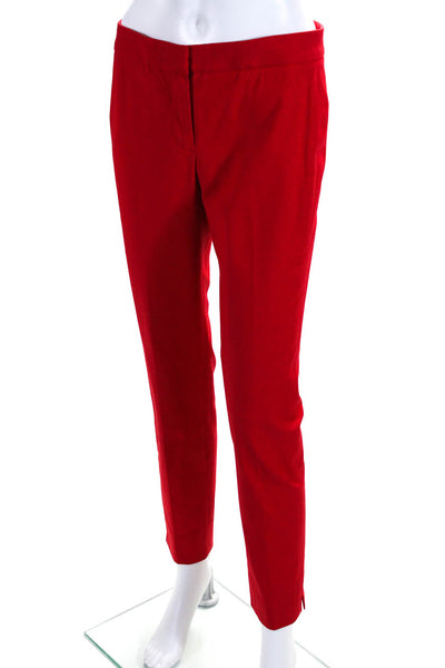 Etcetera Womens Bright Red Mid-Rise Pleated Straight Leg Trouser Pants Size 4