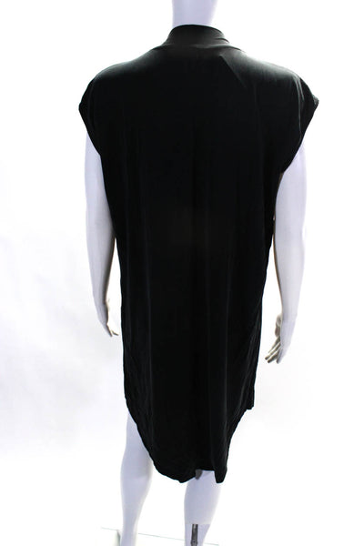 Dolan Womens V Neck Sleeveless Jersey Sheath Dress With Pockets Black Medium
