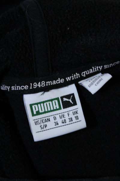 Puma Womens Pullover Velvet Trim Logo Cropped Hoodie Sweater Black Size Small