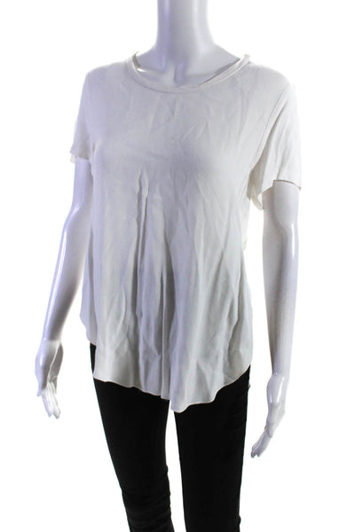 3.1 Phillip Lim Womens Short Sleeve Scoop Neck Side Slit Tee Shirt White Size 4