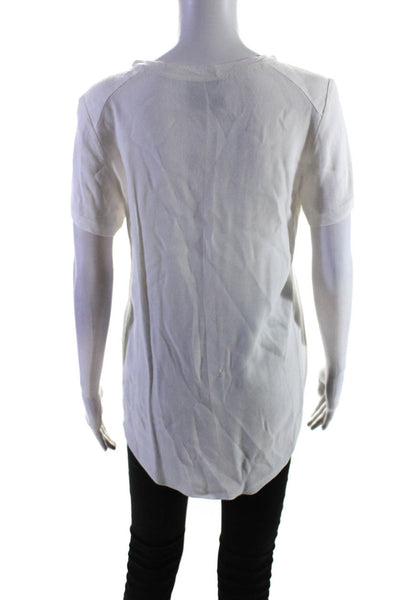 3.1 Phillip Lim Womens Short Sleeve Scoop Neck Side Slit Tee Shirt White Size 4