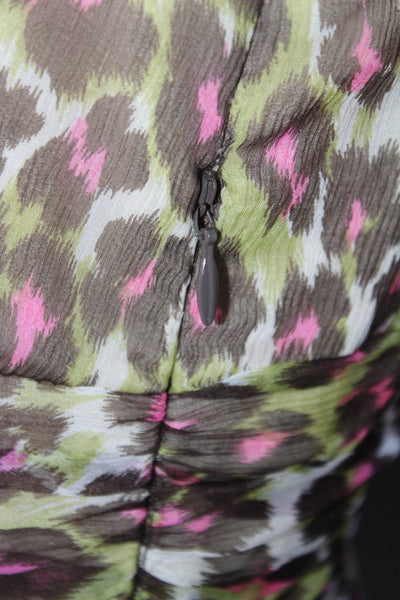 Trina Turk Womens Silk Chiffon Leopard Print Lined Midi Dress Multicolor Size 2