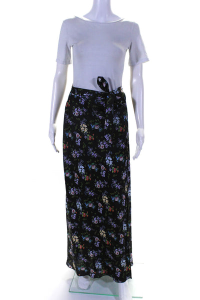 Paco Rabanne Woomens Lightweight Floral Print Maxi Wrap Skirt Black Size 42