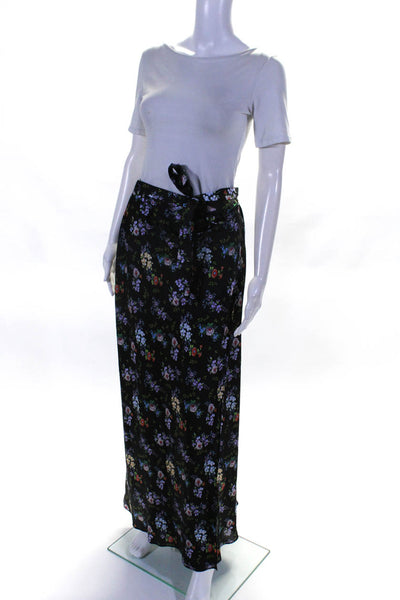 Paco Rabanne Woomens Lightweight Floral Print Maxi Wrap Skirt Black Size 42