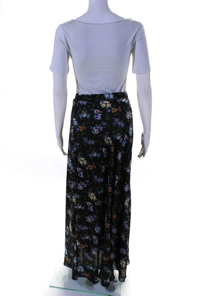 Paco Rabanne Woomens Lightweight Floral Print Maxi Wrap Skirt Black Size 42