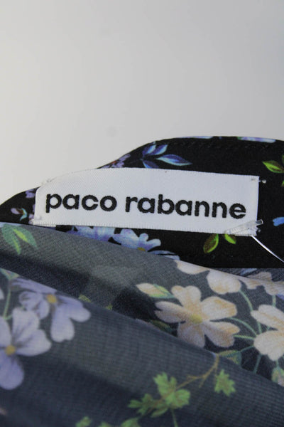 Paco Rabanne Woomens Lightweight Floral Print Maxi Wrap Skirt Black Size 42