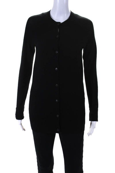 ALC Women's Long Sleeves Button Up Cashmere Cardigan Sweater Black Size M