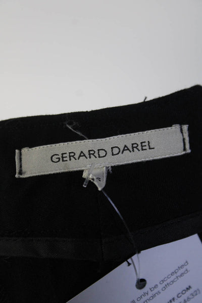 Gerard Darel Womens Buttoned Flat Front Tapered Dress Pants Black Size EUR36