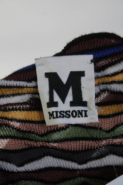 Missoni Womens Geometric Striped Textured V-Neck Midi Dress Multicolor Size S