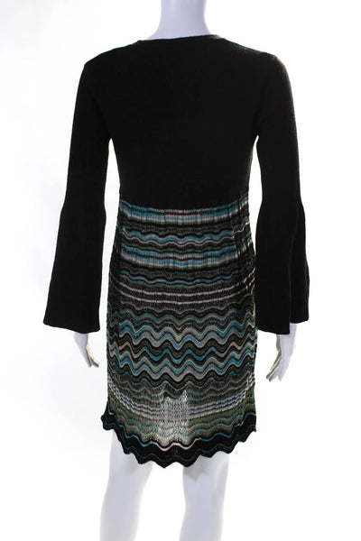 Missoni Womens Striped Metallic Print Textured Sweater Dress Brown Size M